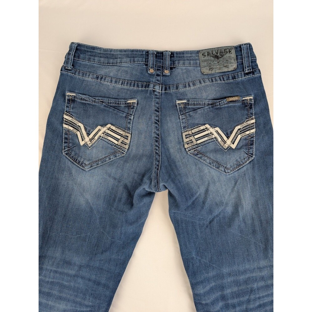 Men's 36x34 Salvage Mayhem Straight Leg Regular Fit Light Wash Blue Jeans Pants